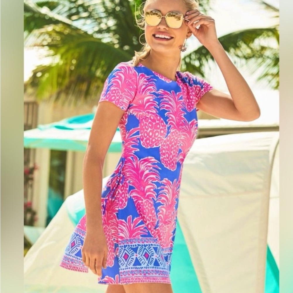 Lilly Pulitzer Pink and Blue Stretch Romper 6